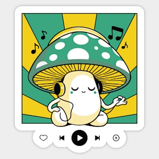 Groovy Mushroom Listening to Music Sticker